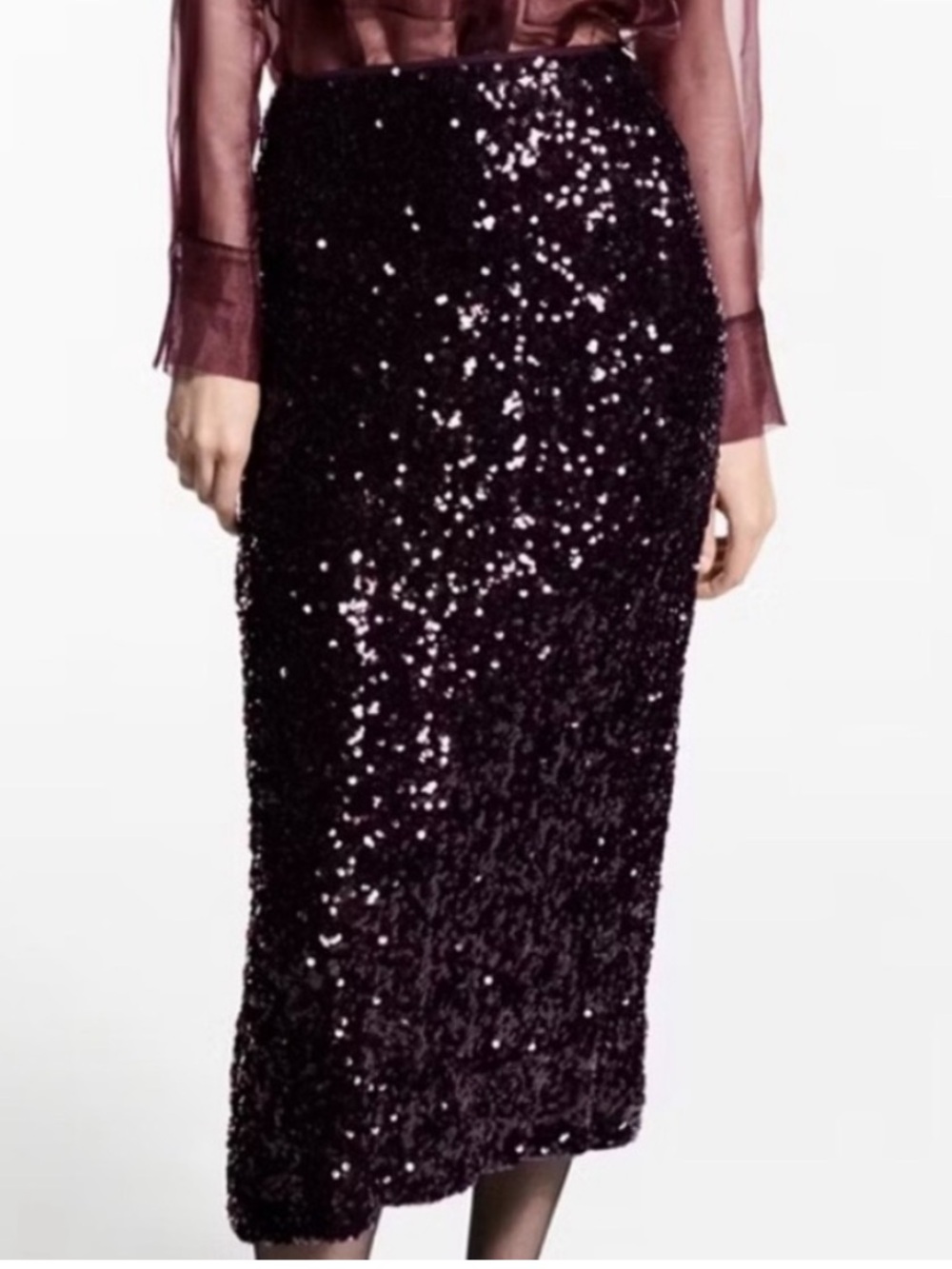 NWT Mango Sequined Midi Skirt Size M